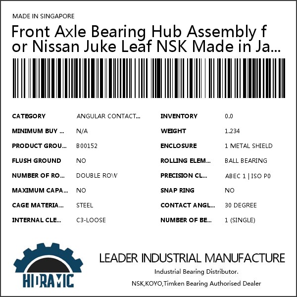 Front Axle Bearing Hub Assembly for Nissan Juke Leaf NSK Made in Japan #1 image